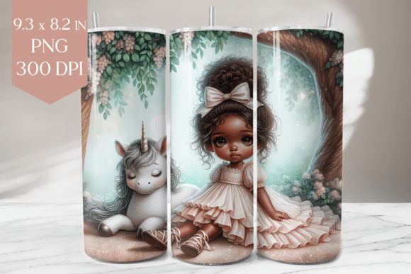 Download Whimsical Girl &amp; Unicorn Tumbler Wrap - Premium Resources