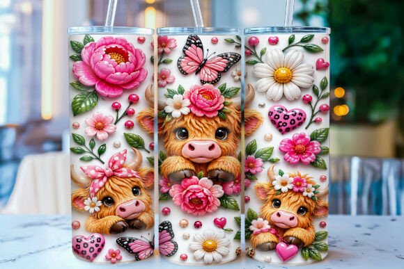 Download Inflated Highland Cow Tumbler Wrap PNG - Highland cow tumbler wrap Collection