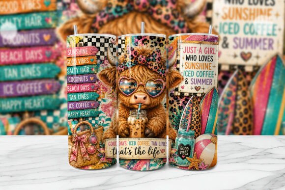 Download Summer Highland Cow Tumbler Wrap PNG - Highland cow tumbler wrap Collection