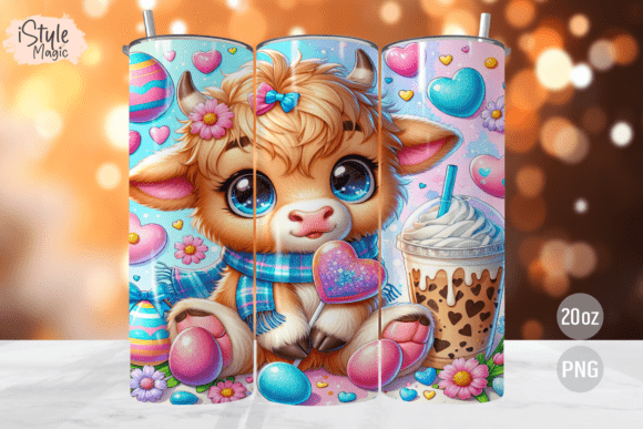 Download Easter Highland Cow Tumbler Wrap PNG - Highland cow tumbler wrap Collection