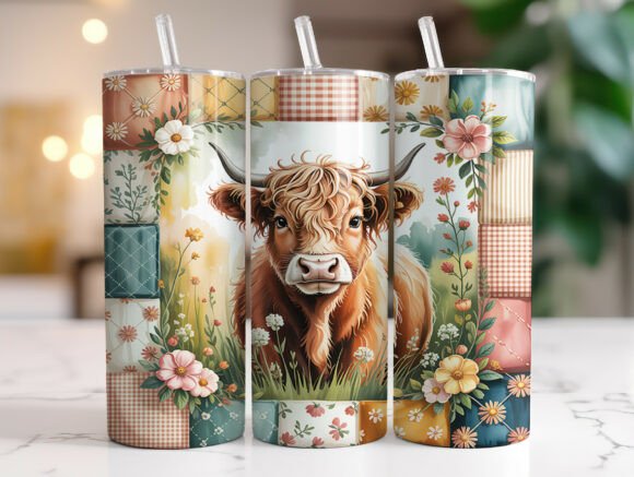 Download Floral Western Highland Cow Tumbler Wrap - Highland cow tumbler wrap Collection