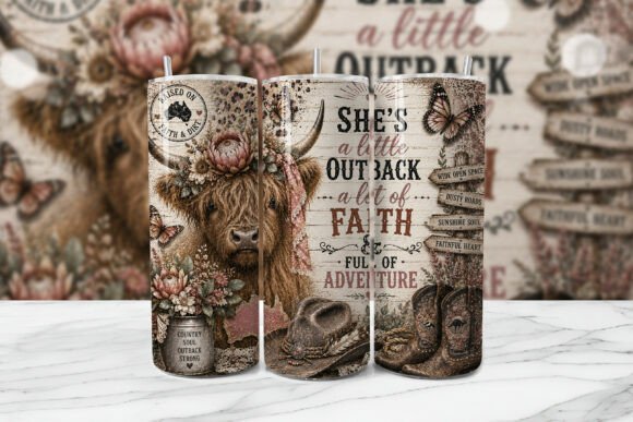 Download Outback Faith Highland Cow Tumbler Wrap - Highland cow tumbler wrap Collection
