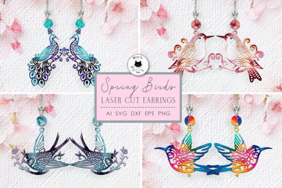 Download Floral Spring Birds Laser Cut Earrings - Premium Resources