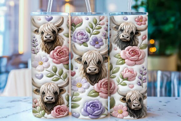 Download Inflated Highland Cow Tumbler Wrap PNG - Highland cow tumbler wrap Collection